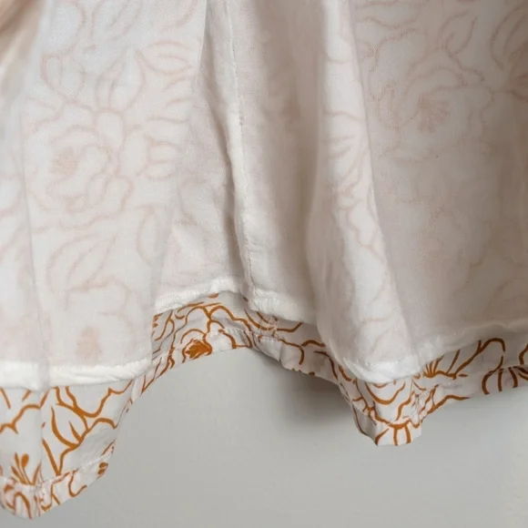 Faithfull The Brand Orange White Gabelli Mini Dress Puff Sleeves Size Large - Picture 5 of 8